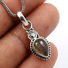 Pear Shape Labradorite Gemstone Pendant 925 Sterling Silver HANDMADE Jewelry M10