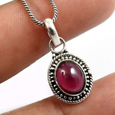 Oval Shape Natural Garnet Gemstone Pendant 925 Solid Sterling Silver Jewelry Y17