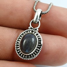 Oval Shape Labradorite Gemstone Pendant 925 Sterling Silver HANDMADE Jewelry S17