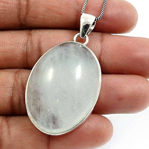 Oval Shape Aquamarine Gemstone Jewelry 925 Solid Sterling Silver Pendant J19