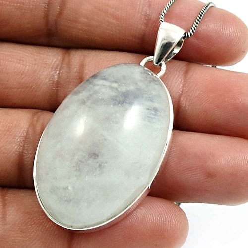 HANDMADE 925 Sterling Silver Jewelry Oval Shape Aquamarine Gemstone Pendant K19