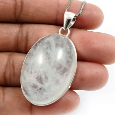 925 Sterling Fine Silver Jewelry Oval Shape Aquamarine Gemstone Pendant L19