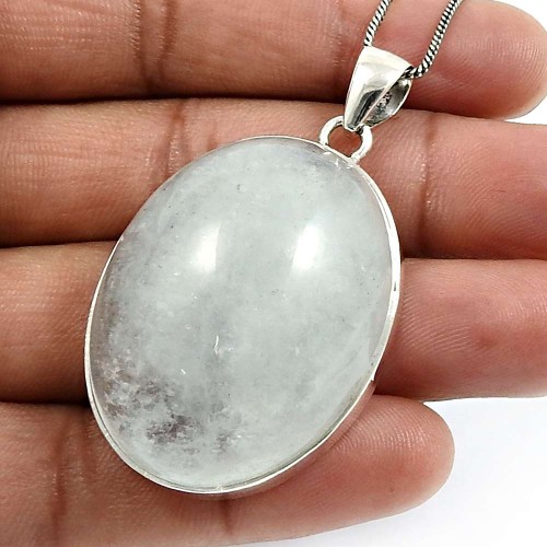 HANDMADE 925 Sterling Silver Jewelry Oval Shape Aquamarine Gemstone Pendant N19