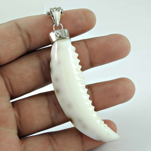 925 Sterling Silver Indian Jewellery Traditional Shell Gemstone Pendant Wholesale Price