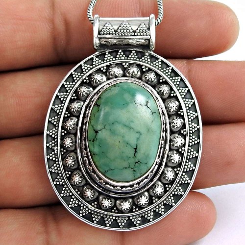 Stylish Design! 925 Sterling Silver Turquoise Pendant