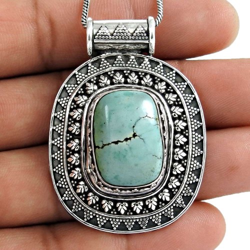 Passionate Modern Style Of!! 925 Sterling Silver Turquoise Pendant