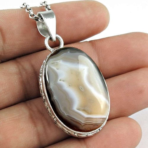 Passionate Modern Style Of 925 Sterling Silver Botswana Agate Pendant Exporter