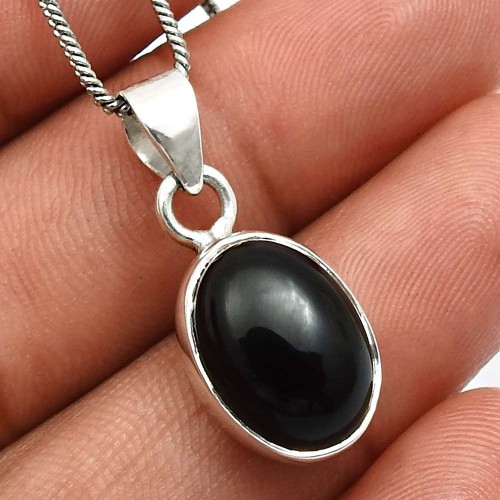 HANDMADE 925 Sterling Silver Jewelry Natural Onyx Gemstone Pendant D9