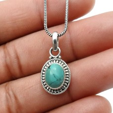 HANDMADE 925 Sterling Silver Jewelry Turquoise Gemstone Pendant N9