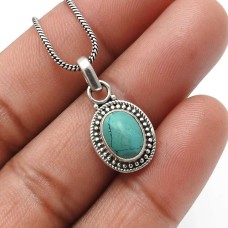925 Sterling Fine Silver Jewelry Turquoise Gemstone Pendant O9