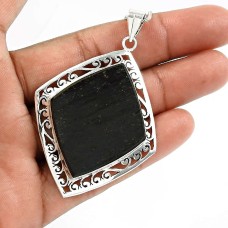 Black Tourmaline Gemstone Healing Power Pendant 925 Sterling Silver Jewelry L39