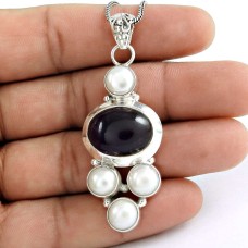 925 Silver Jewelry Traditional Amethyst, Pearl Gemstone Pendant Fabricant