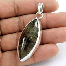 925 Sterling Silver Jewelry Charming Black Rutile Gemstone Pendant Supplier India