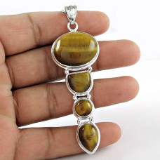Perfect ! Tiger Eye 925 Sterling Silver Pendant