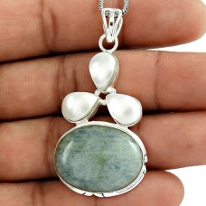 925 Silver Jewelry Traditional Pearl, Aquamarine Gemstone Pendant Großhandel
