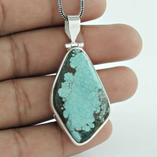 Large ! 925 Sterling Silver Tibetan Turquoise Pendant Grossiste