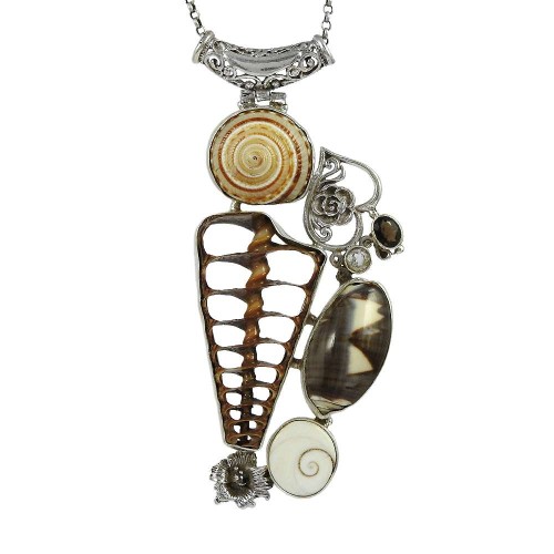 925 sterling silver fashion jewelry Trendy Shell, Shiva Eye, Smoky Quartz, Crystal Gemstone Pendant Supplier India
