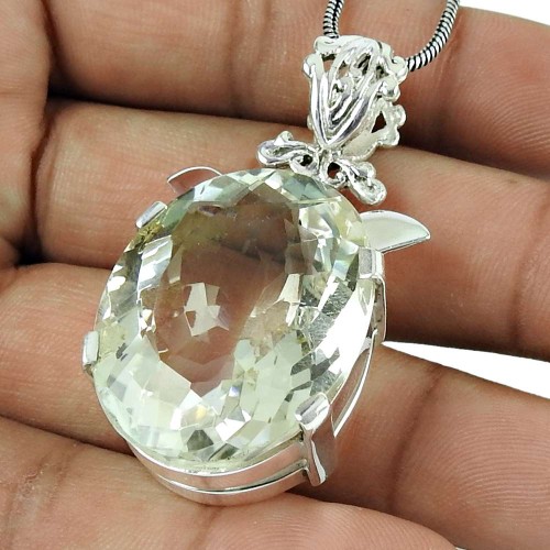 Lustrous Crystal Gemstone Pendant 925 Sterling Silver Fashion Jewellery