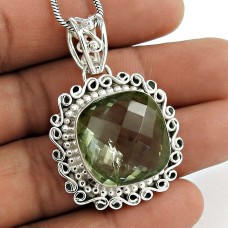 925 Silver Jewelry Beautiful Green Amethyst Gemstone Pendant Manufacturer