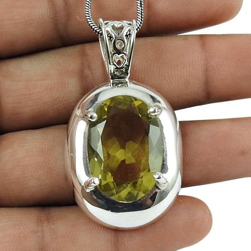 Seemly Lemon Quartz Gemstone Pendant 925 Silver Jewellery