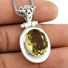 925 Sterling Silver Antique Jewelry Beautiful Lemon Quartz Gemstone Pendant De gros