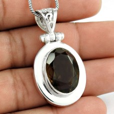 925 Silver Jewelry Traditional Smoky Quartz Gemstone Pendant Fabricant