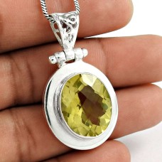925 Sterling Silver Gemstone Jewelry Trendy Lemon Quartz Gemstone Pendant Proveedor