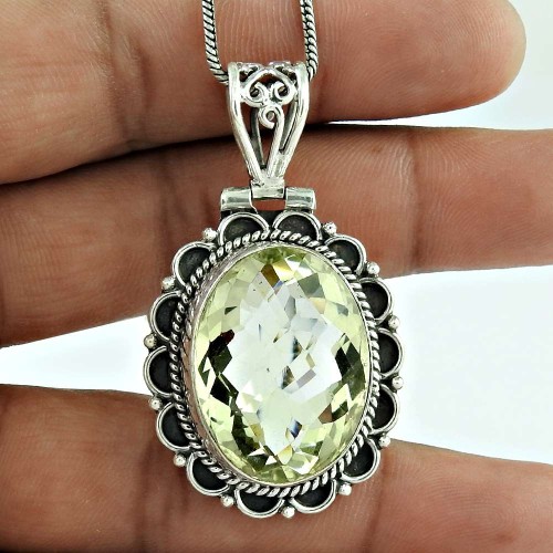 925 Sterling Silver Vintage Jewelry Beautiful Lemon Quartz Gemstone Pendant Supplier