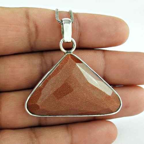 925 Sterling Silver Vintage Jewelry Beautiful Red Sunstone Gemstone Pendant Manufacturer