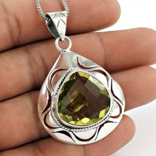 925 Sterling Silver Fashion Jewelry Charming Lemon Quartz Gemstone Pendant Exporter