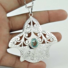 Sterling silver Jewellery Trendy Blue Topaz Gemstone Pendant