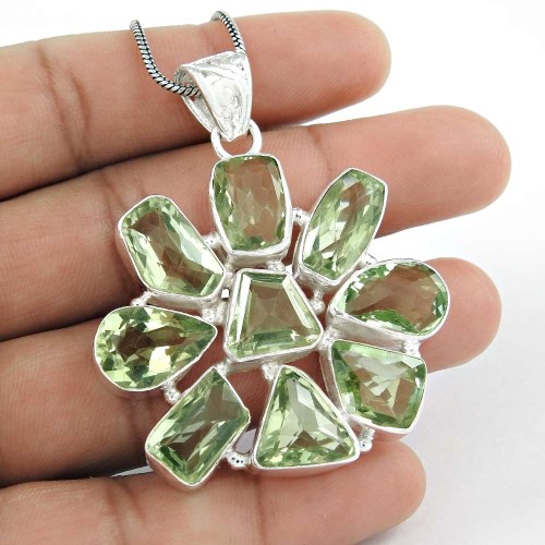 Exclusive!! 925 Sterling Silver Green Amethyst Pendant Wholesaler