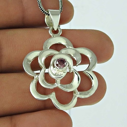 Excellent Pink CZ Gemstone 925 Sterling Silver Pendant Jewellery