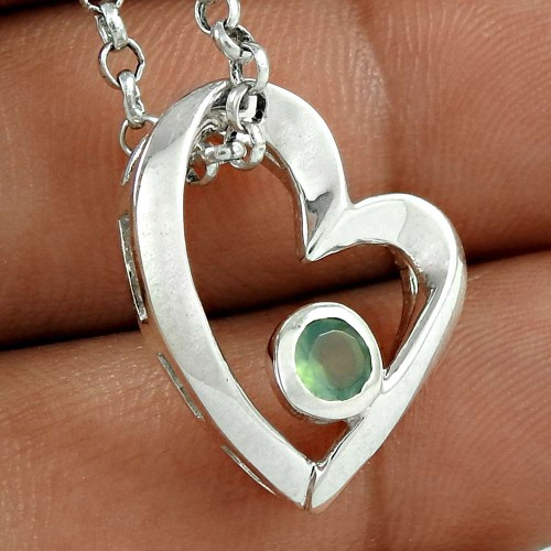 Pleasing 925 Sterling Silver Chalcedony Gemstone Heart Pendant