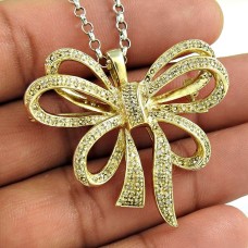 Gold Plated 925 Sterling Silver CZ Gemstone Antique Pendant and Brooch