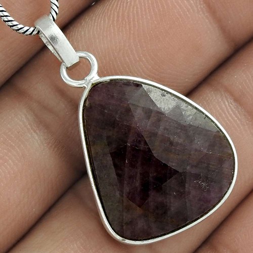 Perfect 925 Sterling Silver Ruby Gemstone Pendant Jewelry