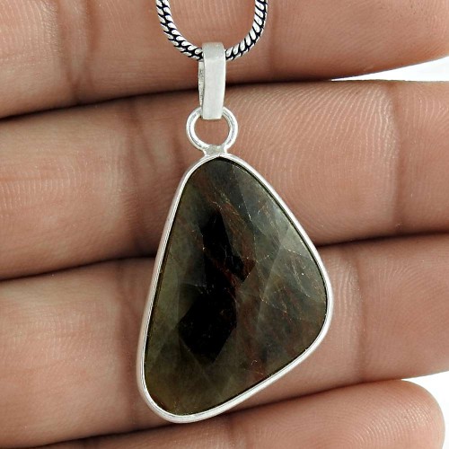 Personable 925 Sterling Silver multi Color sapphire Gemstone Pendant Jewelry