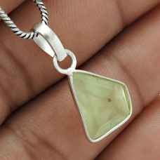 Women Gift For Her 925 Sterling Silver Jewelry Prehnite Stone Pendant GF46