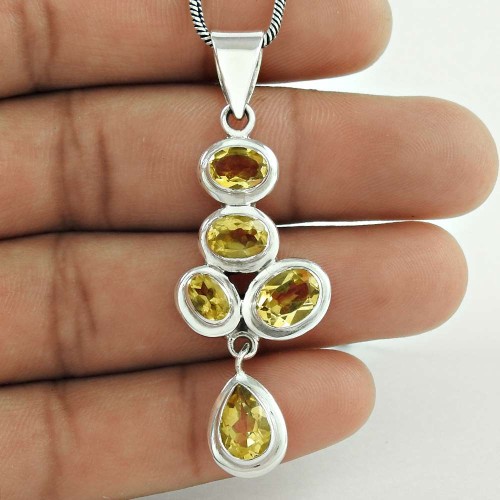 Simple 925 Sterling Silver Citrine Pendant Exporter India