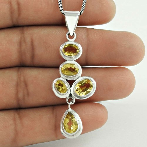 Natural Beauty 925 Sterling Silver Citrine Pendant