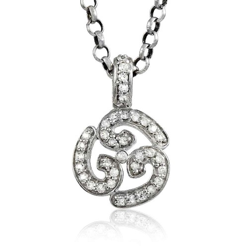 Natural ! 925 Sterling Silver White CZ OM Pendant