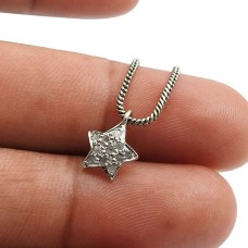 Diamond Star Pendant Beautiful 925 Sterling Silver Handmade Jewelry