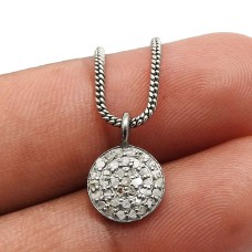 Black Rhodium Plated 925 Sterling Silver Diamond Pendant Vintage Style Jewelry