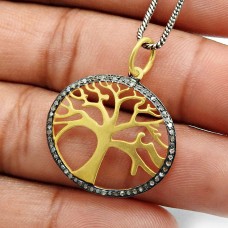 Tree Of Life Diamond Pendant 925 Sterling Silver Jewelry