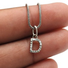 Diamond Alphabet Pendant Beautiful 925 Sterling Silver Chunky Jewelry