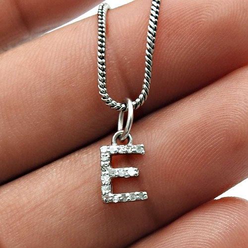 Diamond Letter Pendant Excellent 925 Sterling Silver Hippie Jewelry