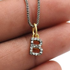 Beautiful Diamond Letter Pendant Gold Plated 925 Sterling Silver Jewelry