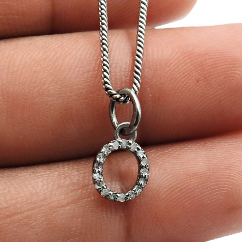 Party Wear Letter Pendant Black Rhodium Plated 925 Sterling Silver Diamond Jewelry B1
