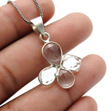 925 Sterling Fine Silver Jewelry Pear Crystal Gemstone Pendant For Women D6