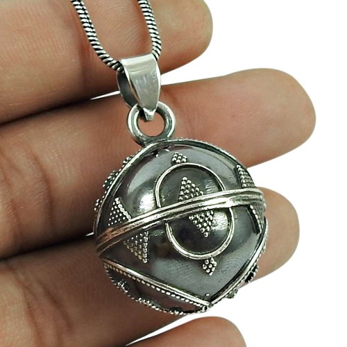 Stunning 925 Sterling Silver Ball Pendant 925 Silver Ethnic Jewellery